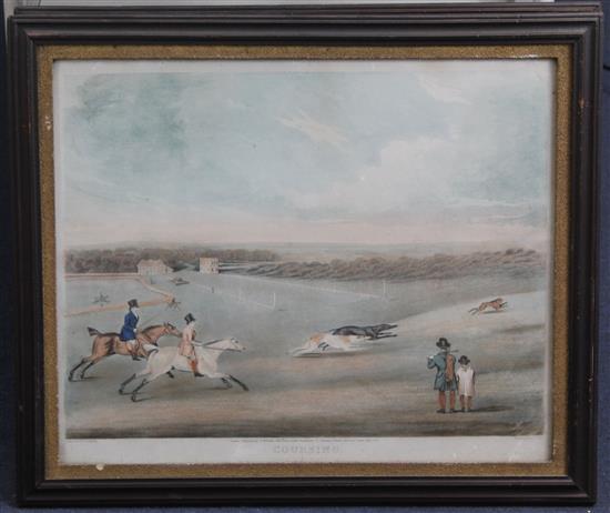Pollard After Sartorius Coursing: View of Epsom Racecourse, View of Lord Ardens and View near Epsom, 1833, overall 17 x 21in.